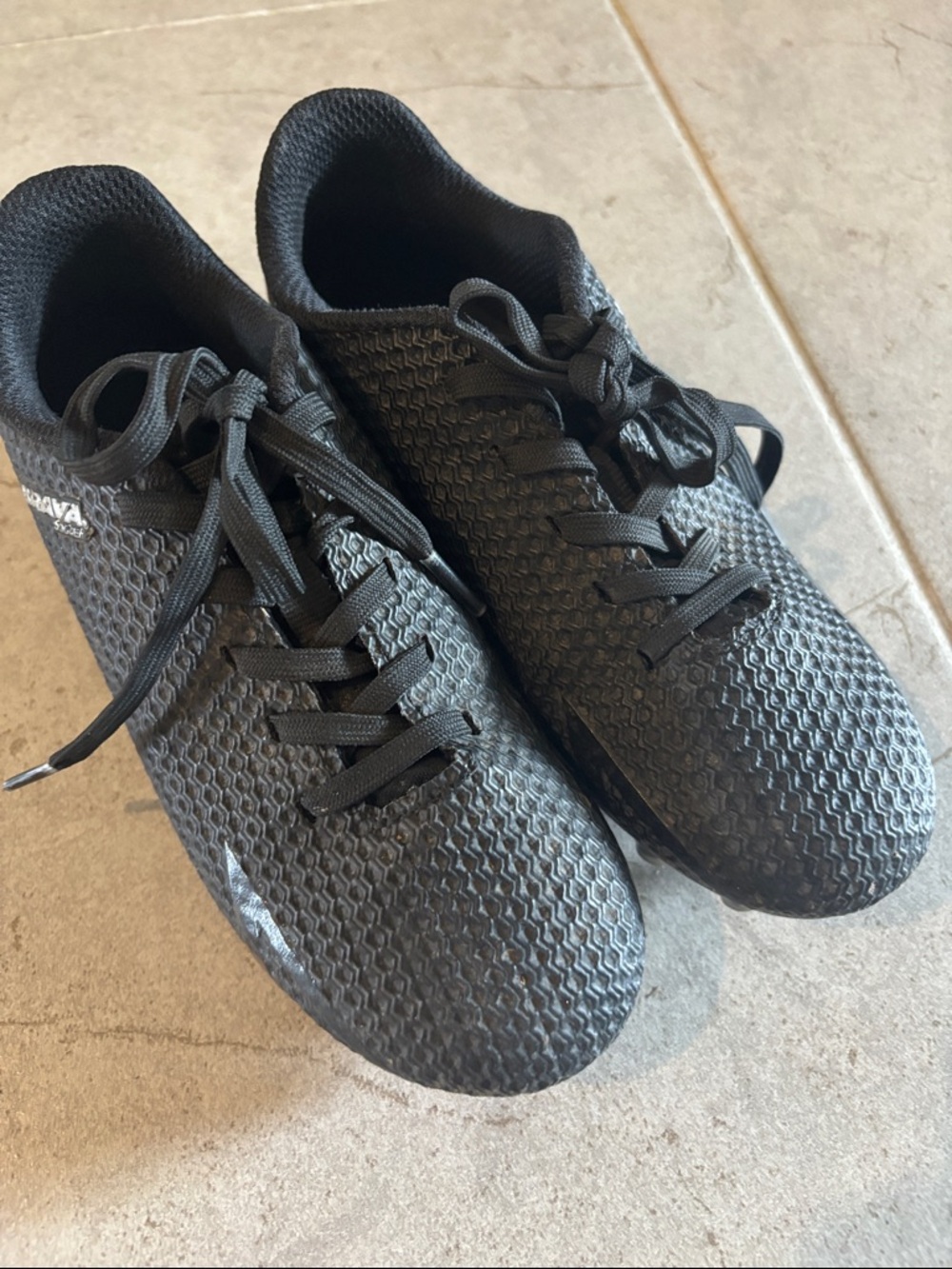 Kids Black Athletic Cleats plus shin guards